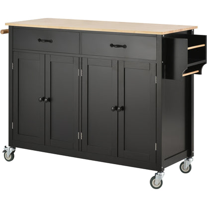 1st Choice Furniture Direct Kitchen Island Cart 1st Choice Black Kitchen Island Cart w/2 Drawers + Spice & Towel Racks