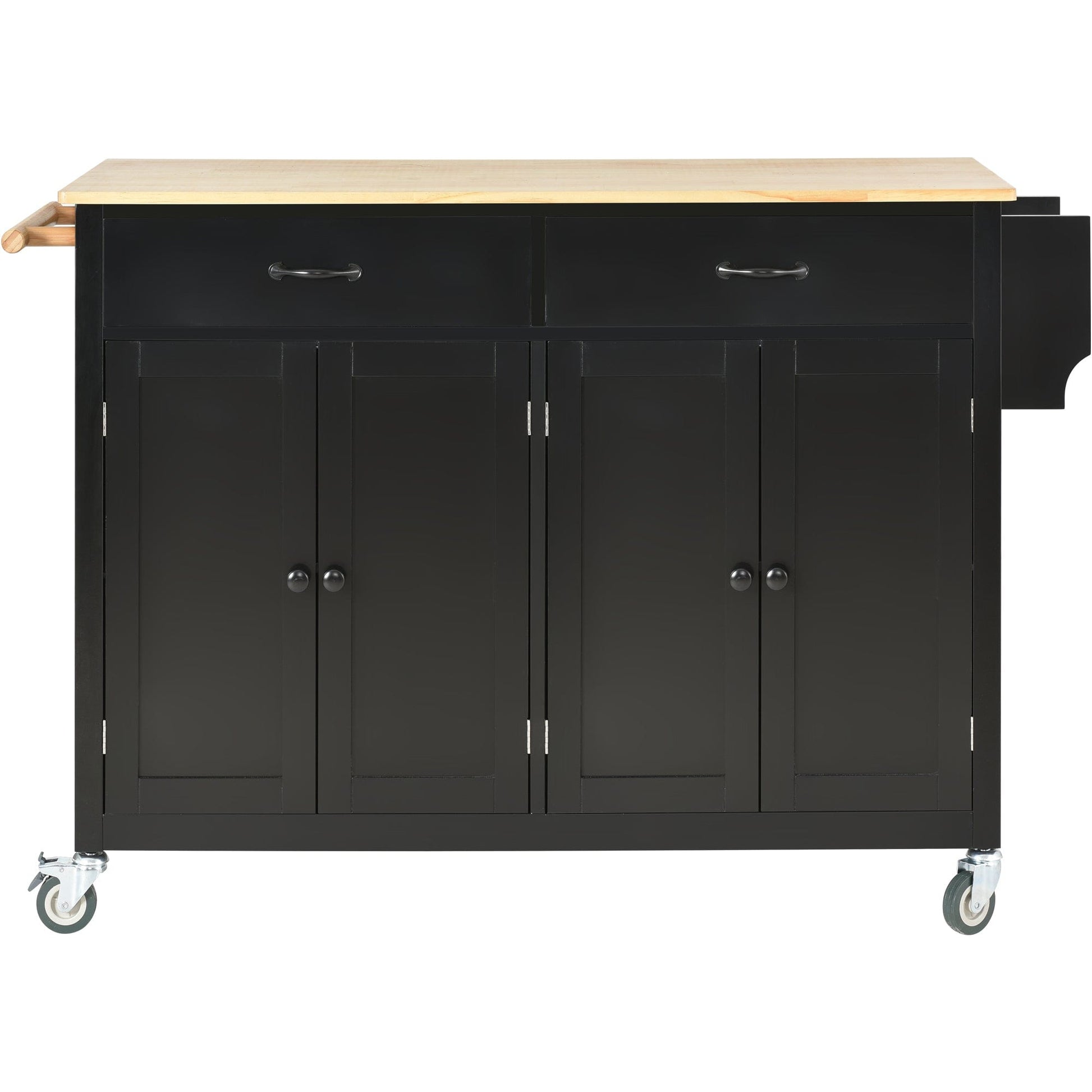 1st Choice Furniture Direct Kitchen Island Cart 1st Choice Black Kitchen Island Cart w/2 Drawers + Spice & Towel Racks