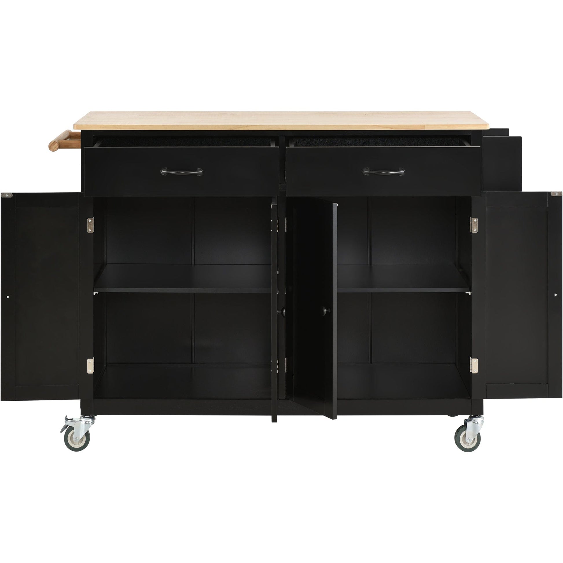 1st Choice Furniture Direct Kitchen Island Cart 1st Choice Black Kitchen Island Cart w/2 Drawers + Spice & Towel Racks