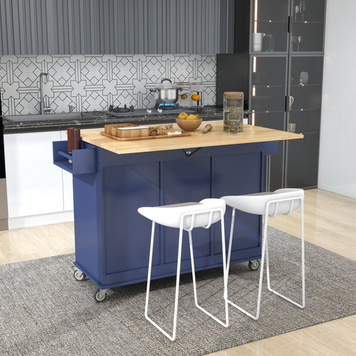 1st Choice Furniture Direct Kitchen Island Cart 1st Choice Functional Solid Wood Rolling Mobile Kitchen Island in Blue