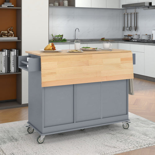 1st Choice Furniture Direct Kitchen Island Cart 1st Choice Grey Blue Mobile Kitchen Island w/ Cabinet and Racks