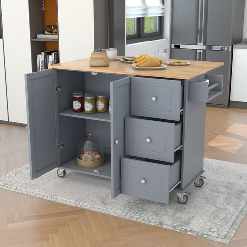 1st Choice Furniture Direct Kitchen Island Cart 1st Choice Grey Blue Mobile Kitchen Island w/ Cabinet and Racks