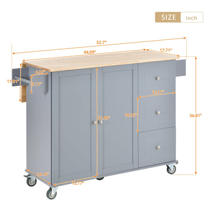 1st Choice Furniture Direct Kitchen Island Cart 1st Choice Grey Blue Mobile Kitchen Island w/ Cabinet and Racks