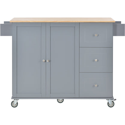 1st Choice Furniture Direct Kitchen Island Cart 1st Choice Grey Blue Mobile Kitchen Island w/ Cabinet and Racks