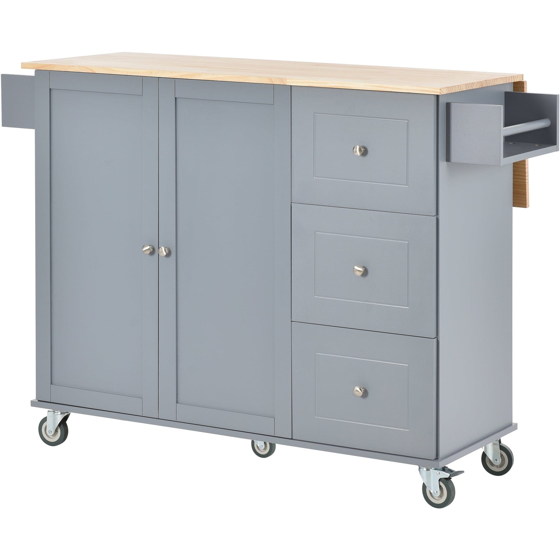 1st Choice Furniture Direct Kitchen Island Cart 1st Choice Grey Blue Mobile Kitchen Island w/ Cabinet and Racks