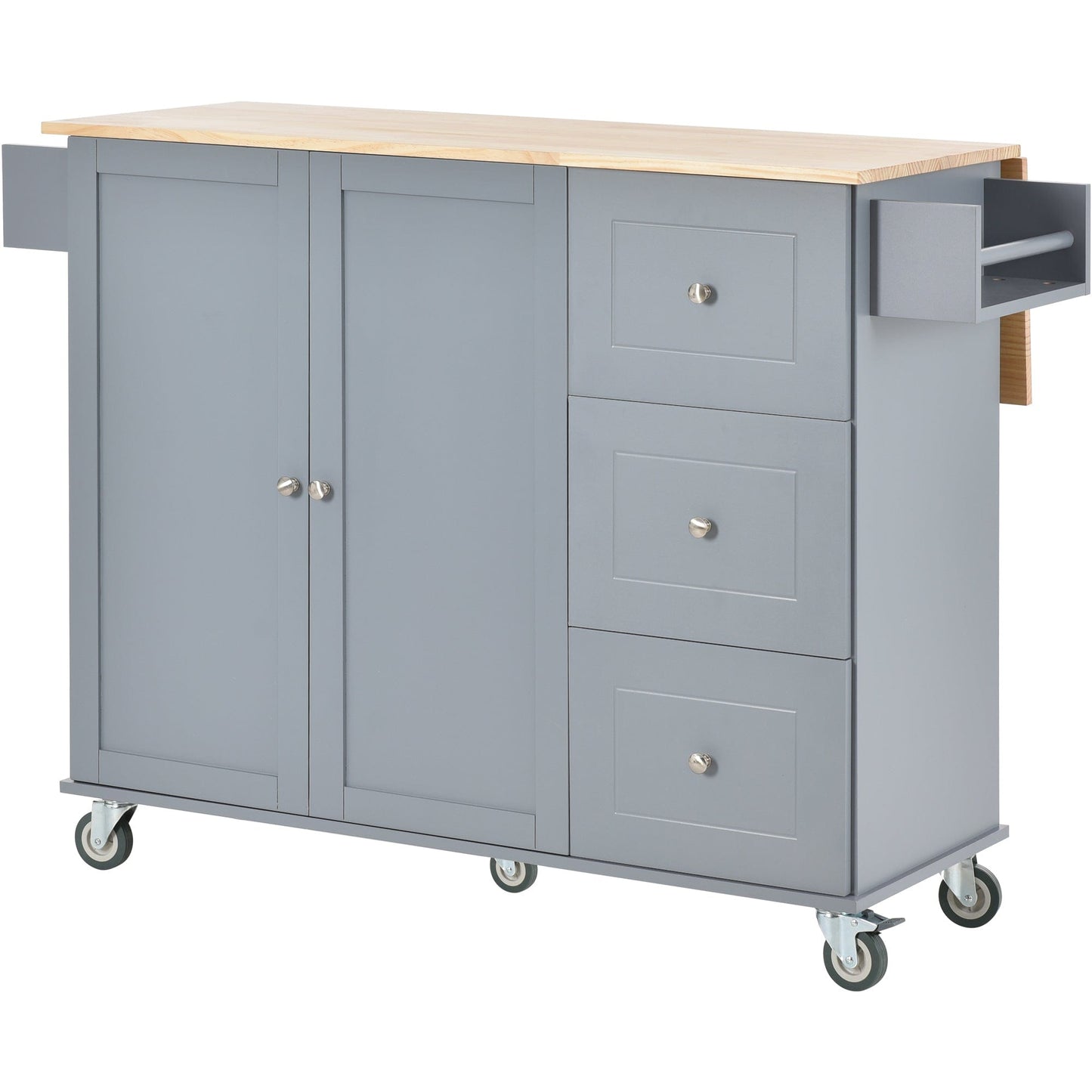 1st Choice Furniture Direct Kitchen Island Cart 1st Choice Grey Blue Mobile Kitchen Island w/ Cabinet and Racks