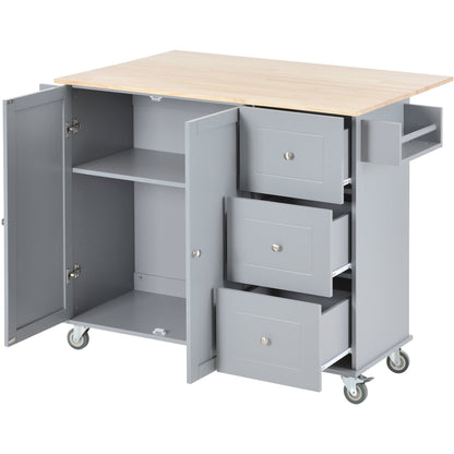 1st Choice Furniture Direct Kitchen Island Cart 1st Choice Grey Blue Mobile Kitchen Island w/ Cabinet and Racks