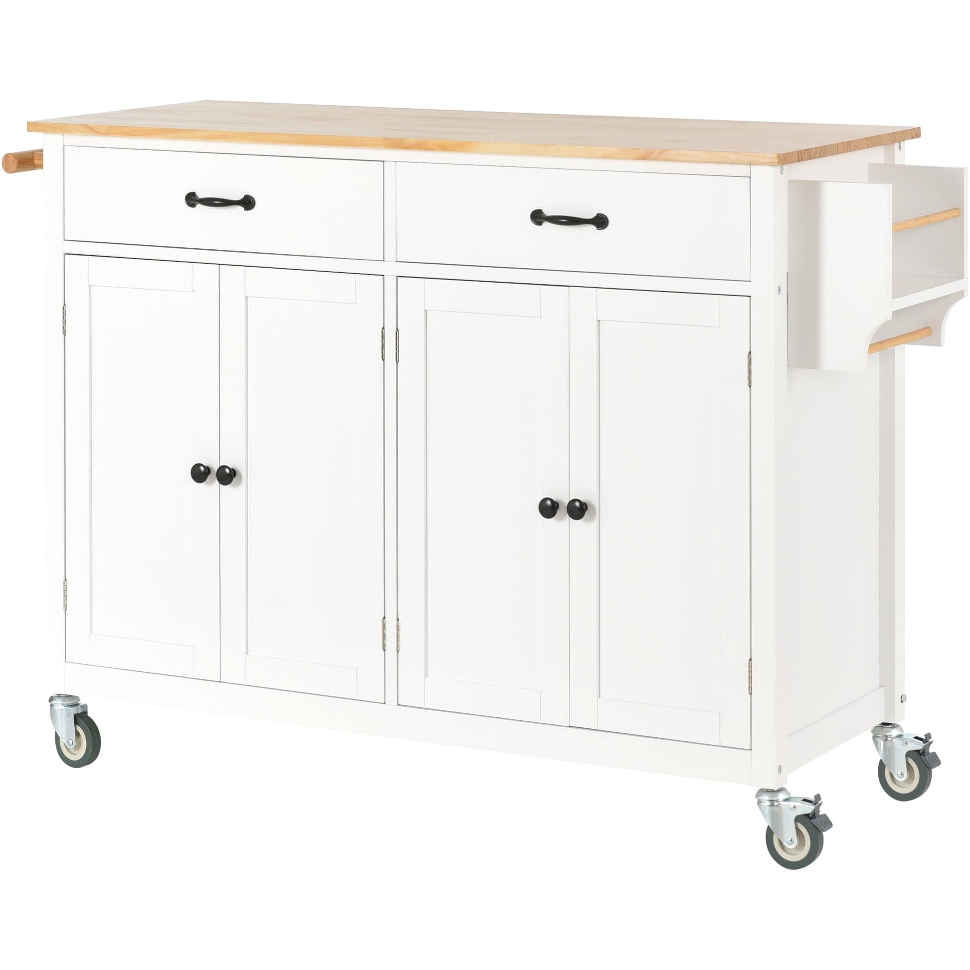 1st Choice Furniture Direct Kitchen Island Cart 1st Choice Kitchen Island Cart w/4-Door Cabinet, 2 Drawers, Towel Rack