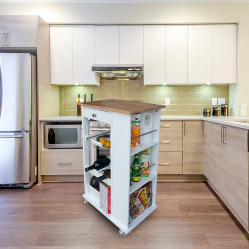 1st Choice Furniture Direct Kitchen Island Cart 1st Choice Mobile Kitchen Island - Black Rubber Wood Top Lockable Wheels