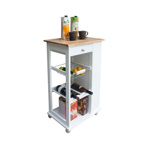 1st Choice Furniture Direct Kitchen Island Cart 1st Choice Mobile Kitchen Island - Black Rubber Wood Top Lockable Wheels