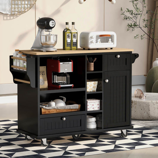 1st Choice Furniture Direct Kitchen Island Cart 1st Choice Premium Quality Island Cart with Storage Cabinet in Black