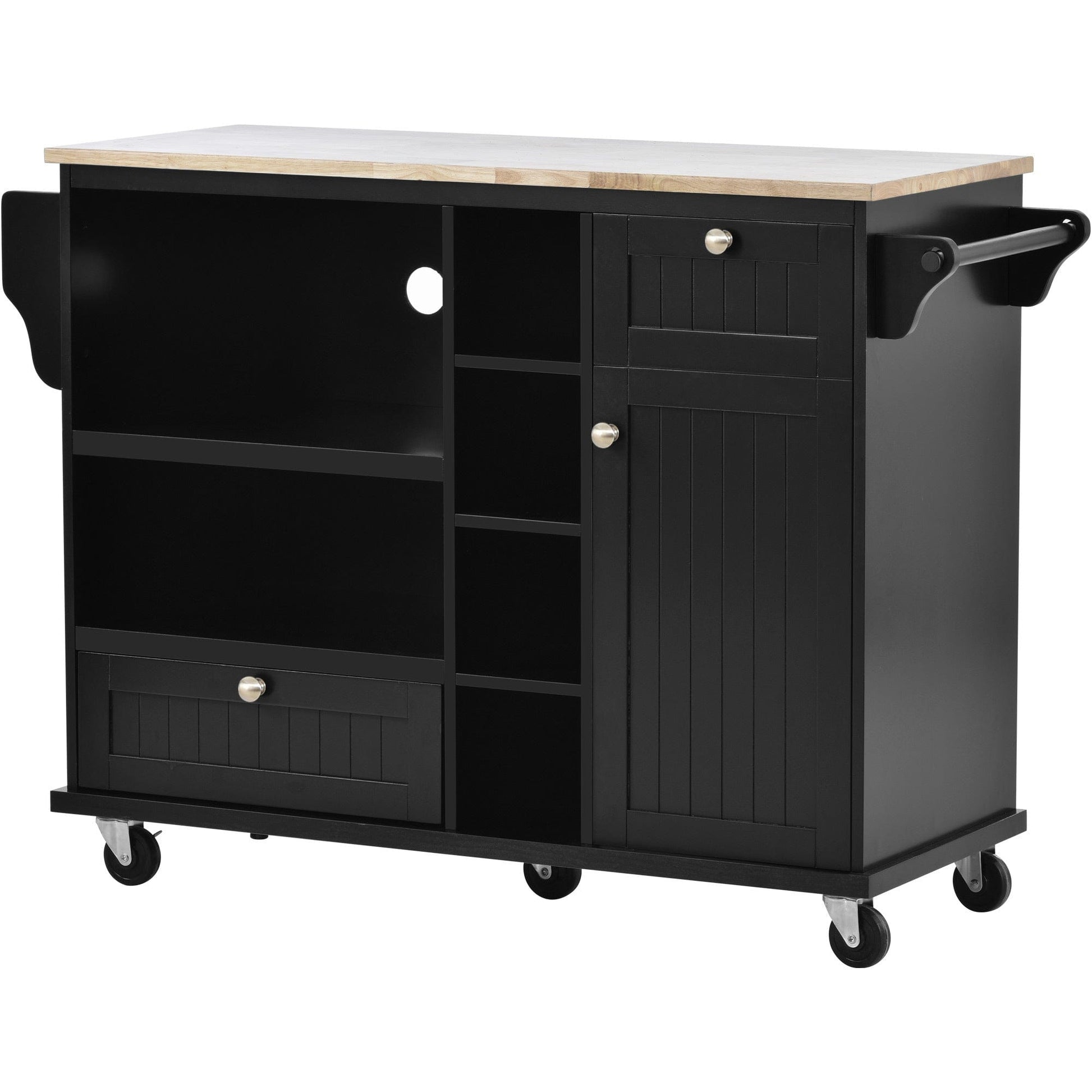 1st Choice Furniture Direct Kitchen Island Cart 1st Choice Premium Quality Island Cart with Storage Cabinet in Black