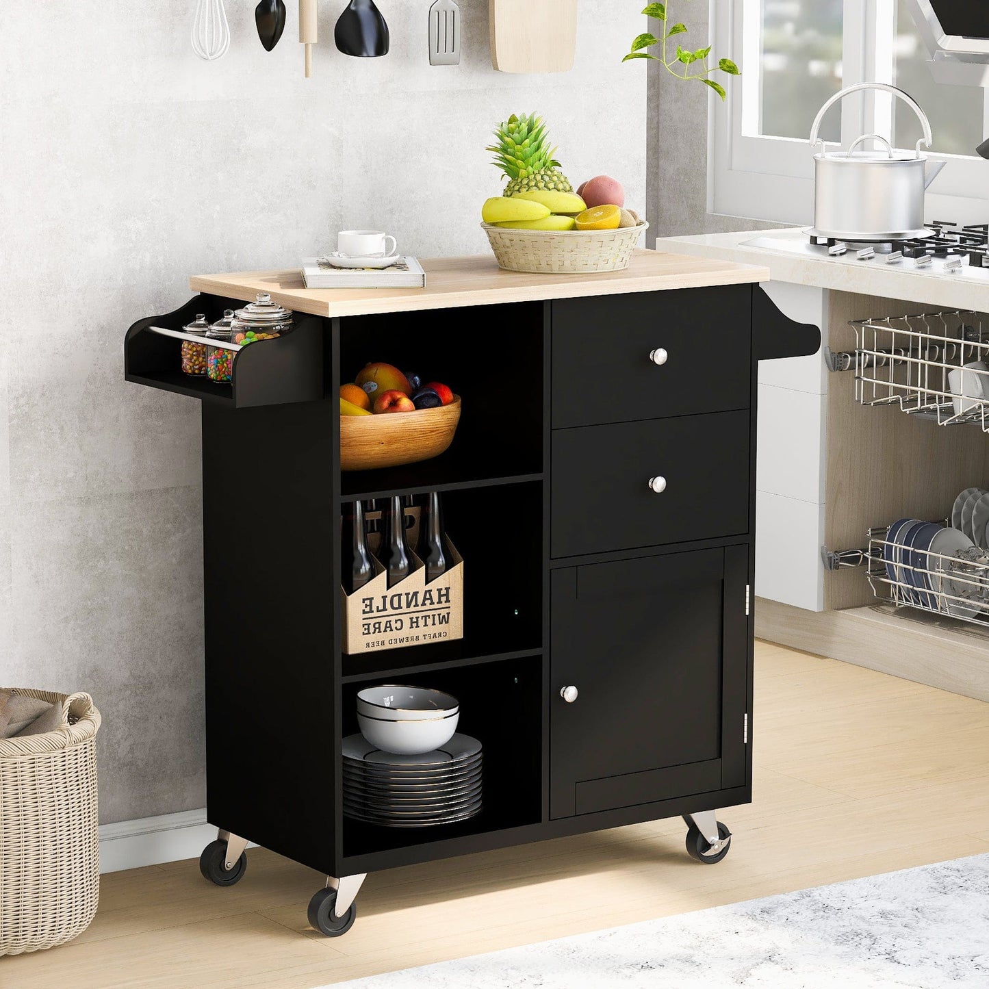 1st Choice Furniture Direct Kitchen Island Cart 1st Choice Rolling Mobile Kitchen Island Cart with Storage in Black