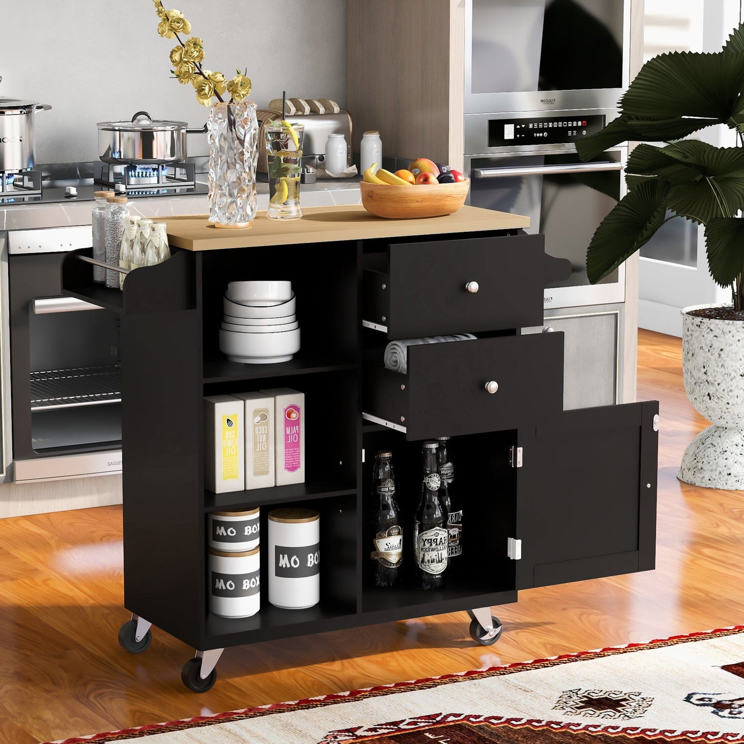 1st Choice Furniture Direct Kitchen Island Cart 1st Choice Rolling Mobile Kitchen Island Cart with Storage in Black