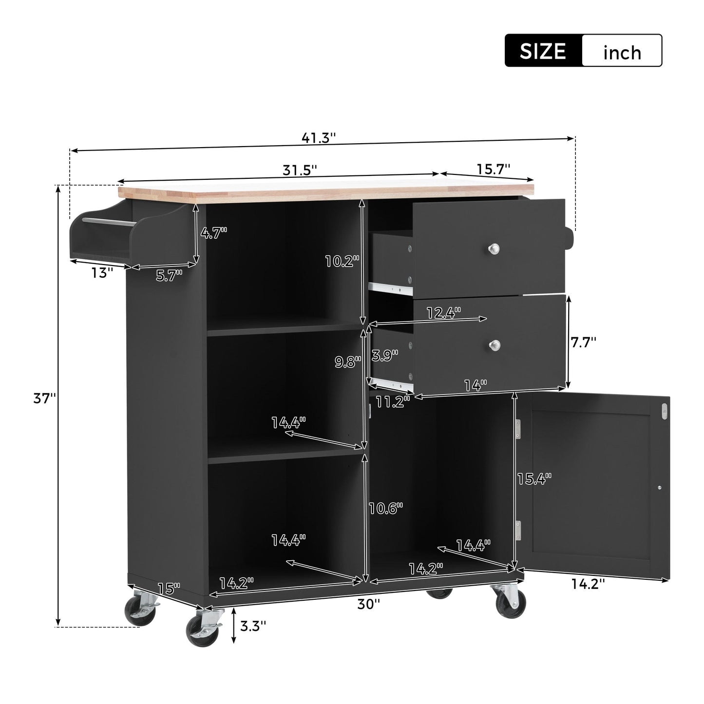 1st Choice Furniture Direct Kitchen Island Cart 1st Choice Rolling Mobile Kitchen Island Cart with Storage in Black