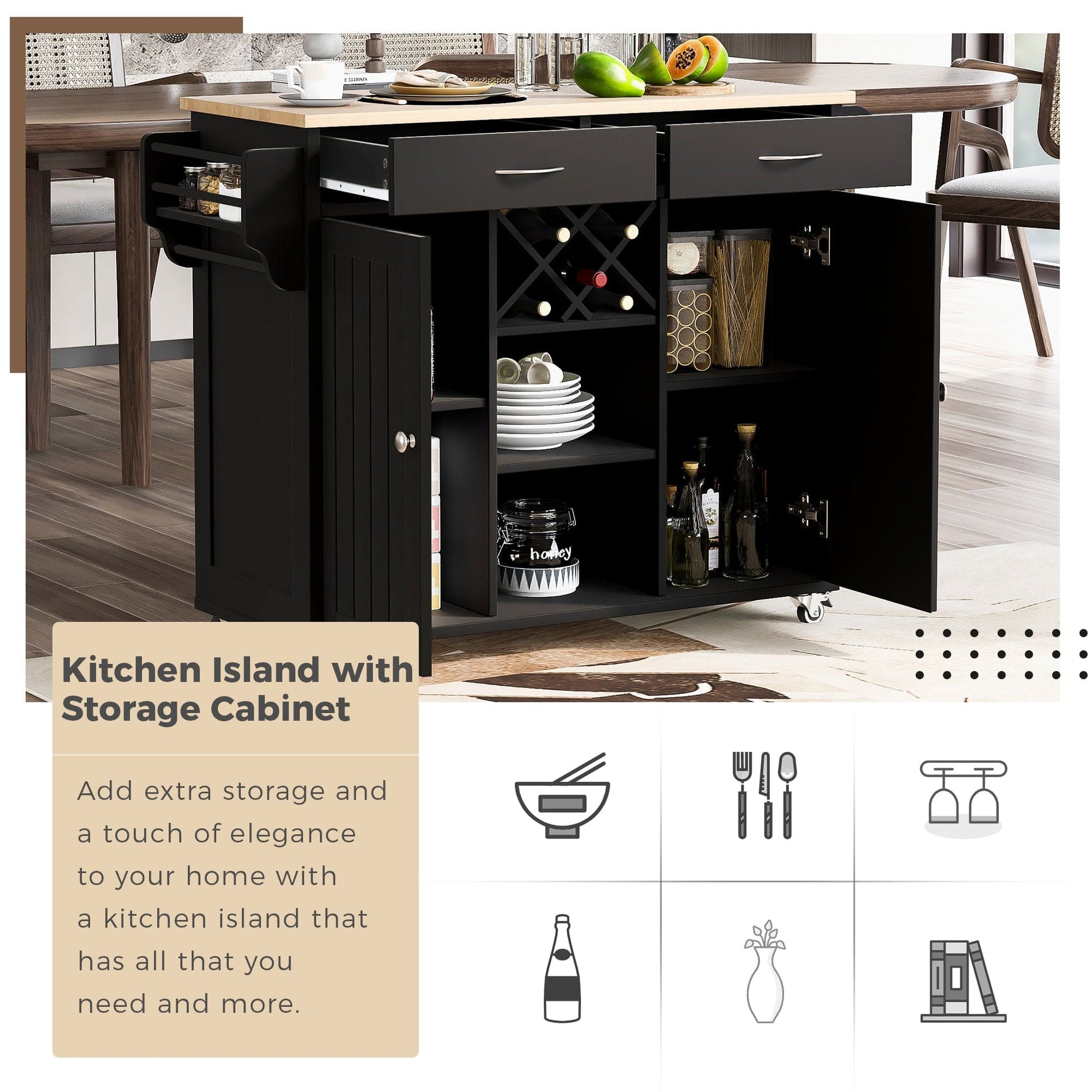 1st Choice Furniture Direct Kitchen Island Cart 1st Choice Versatile Black Kitchen Island Cart with Locking Wheels