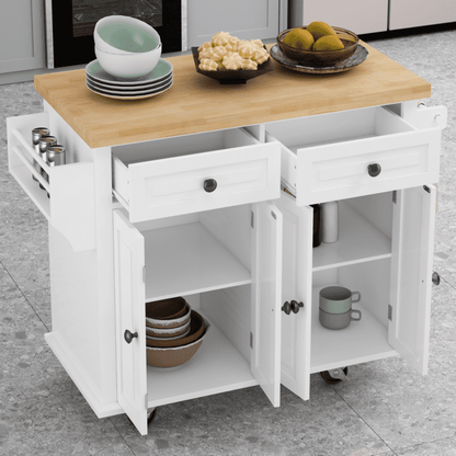 1st Choice Furniture Direct Kitchen Island Cart 1st Choice White Kitchen Island Cart w/ Cabinets, Drawers, Spice Rack