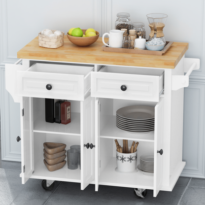 1st Choice Furniture Direct Kitchen Island Cart 1st Choice White Kitchen Island Cart w/ Cabinets, Drawers, Spice Rack