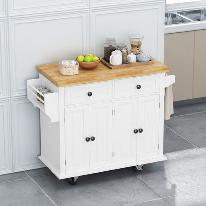 1st Choice Furniture Direct Kitchen Island Cart 1st Choice White Kitchen Island Cart w/ Cabinets, Drawers, Spice Rack