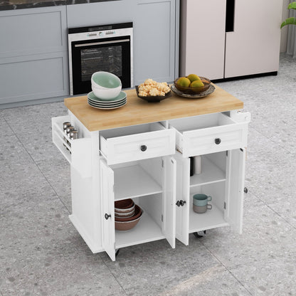 1st Choice Furniture Direct Kitchen Island Cart 1st Choice White Kitchen Island Cart w/ Cabinets, Drawers, Spice Rack