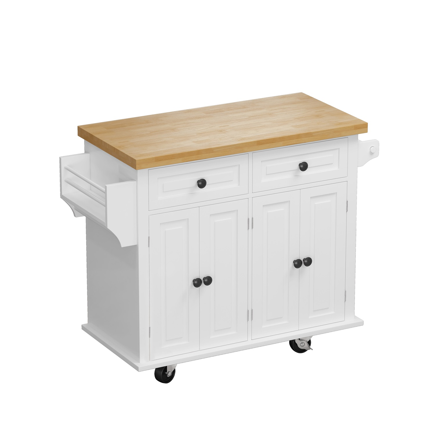 1st Choice Furniture Direct Kitchen Island Cart 1st Choice White Kitchen Island Cart w/ Cabinets, Drawers, Spice Rack