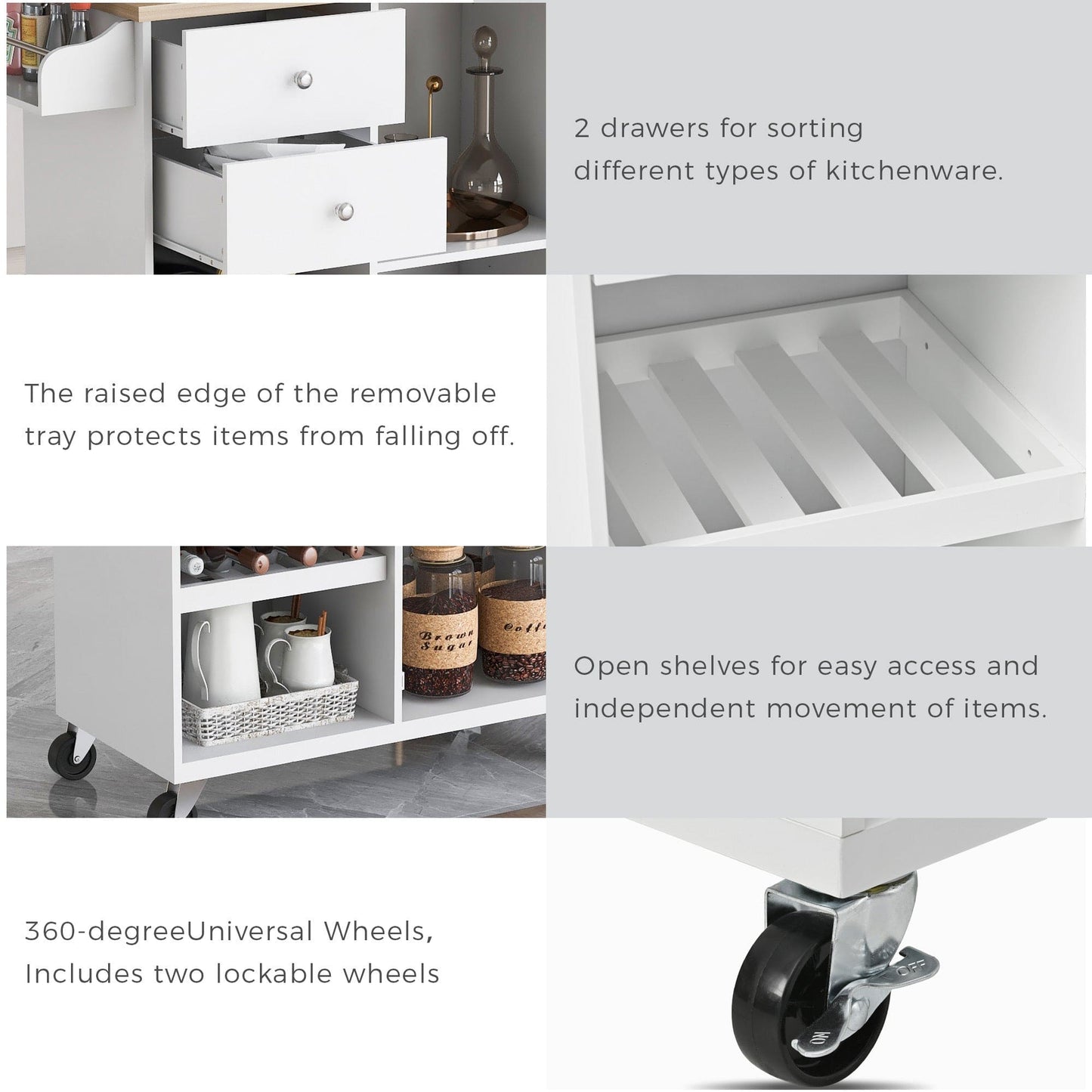 1st Choice Furniture Direct Kitchen Island Cart 1st Choice White Kitchen Island Cart w/Spice Rack, Towel Rack & Drawer