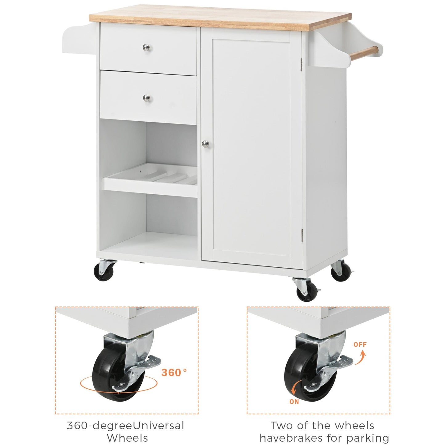 1st Choice Furniture Direct Kitchen Island Cart 1st Choice White Kitchen Island Cart w/Spice Rack, Towel Rack & Drawer