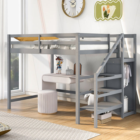 1st Choice Furniture Direct Loft Bed 1st Choice Full Size Gray Loft Bed with Wardrobe and Staircase
