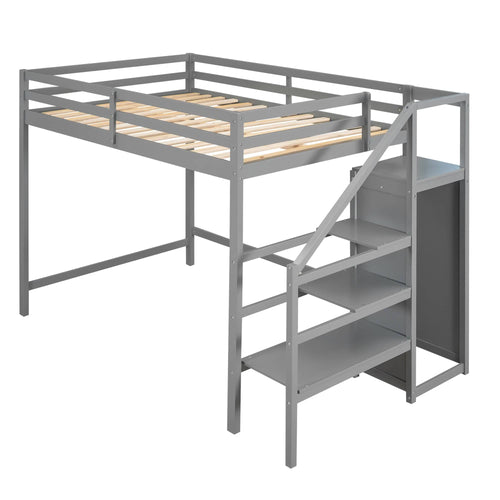 1st Choice Furniture Direct Loft Bed 1st Choice Full Size Gray Loft Bed with Wardrobe and Staircase