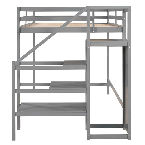 1st Choice Furniture Direct Loft Bed 1st Choice Full Size Gray Loft Bed with Wardrobe and Staircase