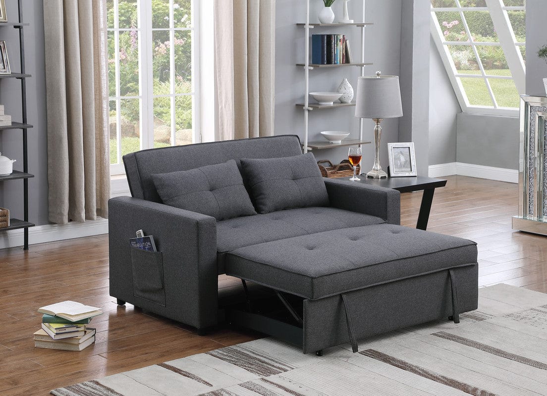 1st Choice Furniture Direct Loveseat 1st Choice Modern Convertible Sleeper Loveseat in Dark Gray Finish