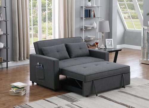 1st Choice Furniture Direct Loveseat 1st Choice Modern Convertible Sleeper Loveseat in Dark Gray Finish