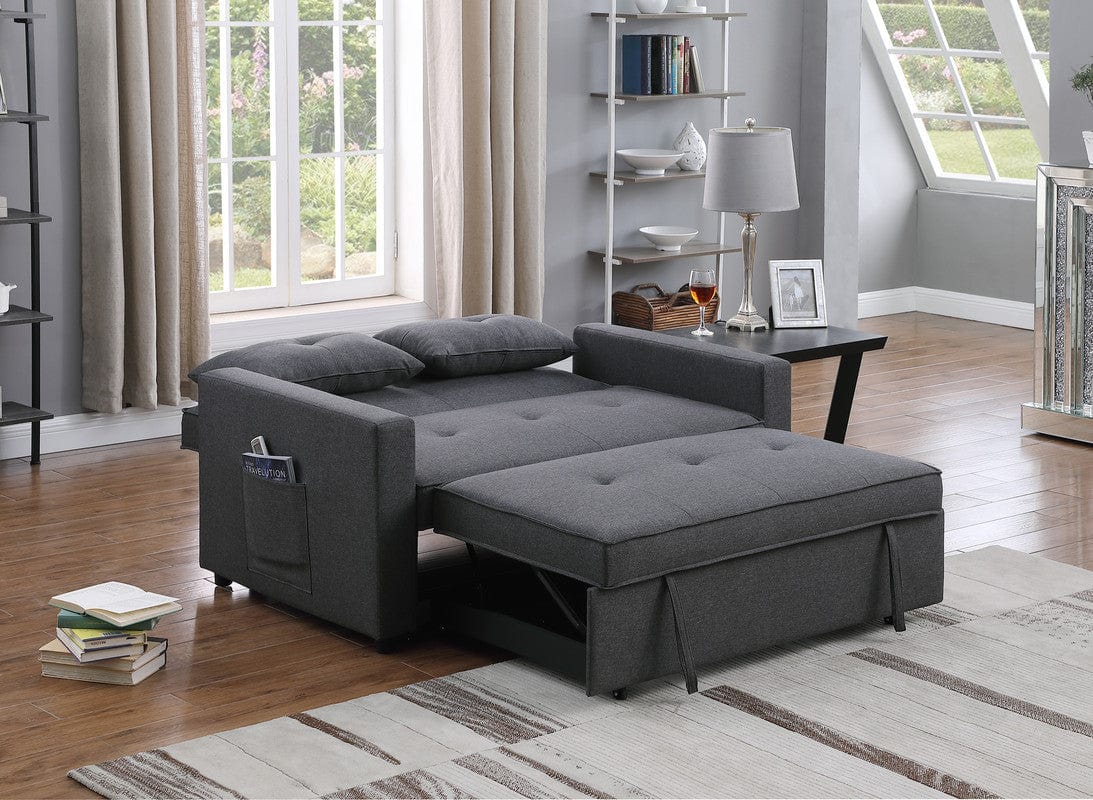 1st Choice Furniture Direct Loveseat 1st Choice Modern Convertible Sleeper Loveseat in Dark Gray Finish