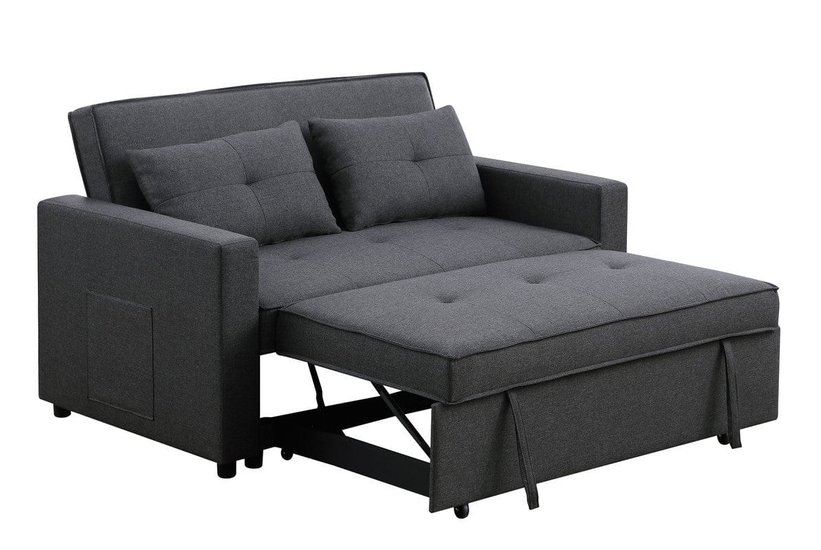 1st Choice Furniture Direct Loveseat 1st Choice Modern Convertible Sleeper Loveseat in Dark Gray Finish