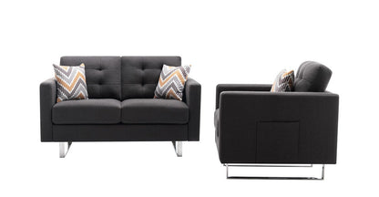 1st Choice Furniture Direct Loveseat 1st Choice Modern Loveseat Chair in Dark Gray Linen Fabric Finish