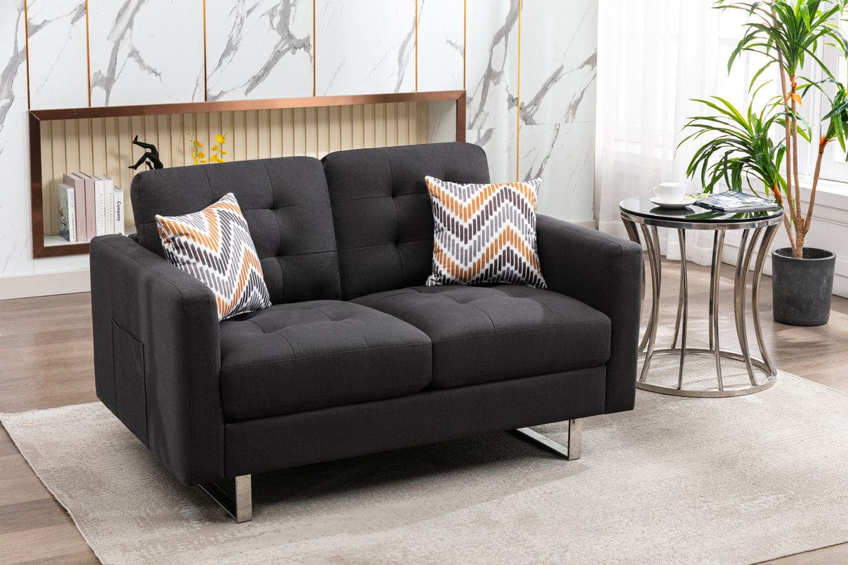 1st Choice Furniture Direct Loveseat 1st Choice Modern Loveseat Chair in Dark Gray Linen Fabric Finish