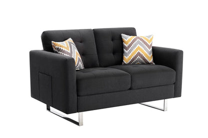 1st Choice Furniture Direct Loveseat 1st Choice Modern Loveseat Chair in Dark Gray Linen Fabric Finish