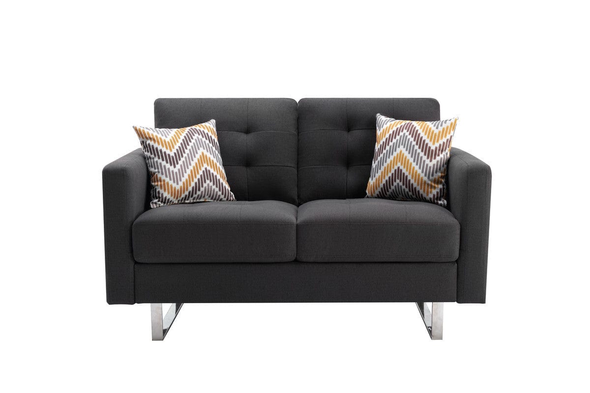 1st Choice Furniture Direct Loveseat 1st Choice Modern Loveseat Chair in Dark Gray Linen Fabric Finish