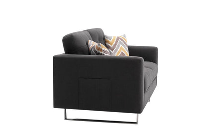 1st Choice Furniture Direct Loveseat 1st Choice Modern Loveseat Chair in Dark Gray Linen Fabric Finish