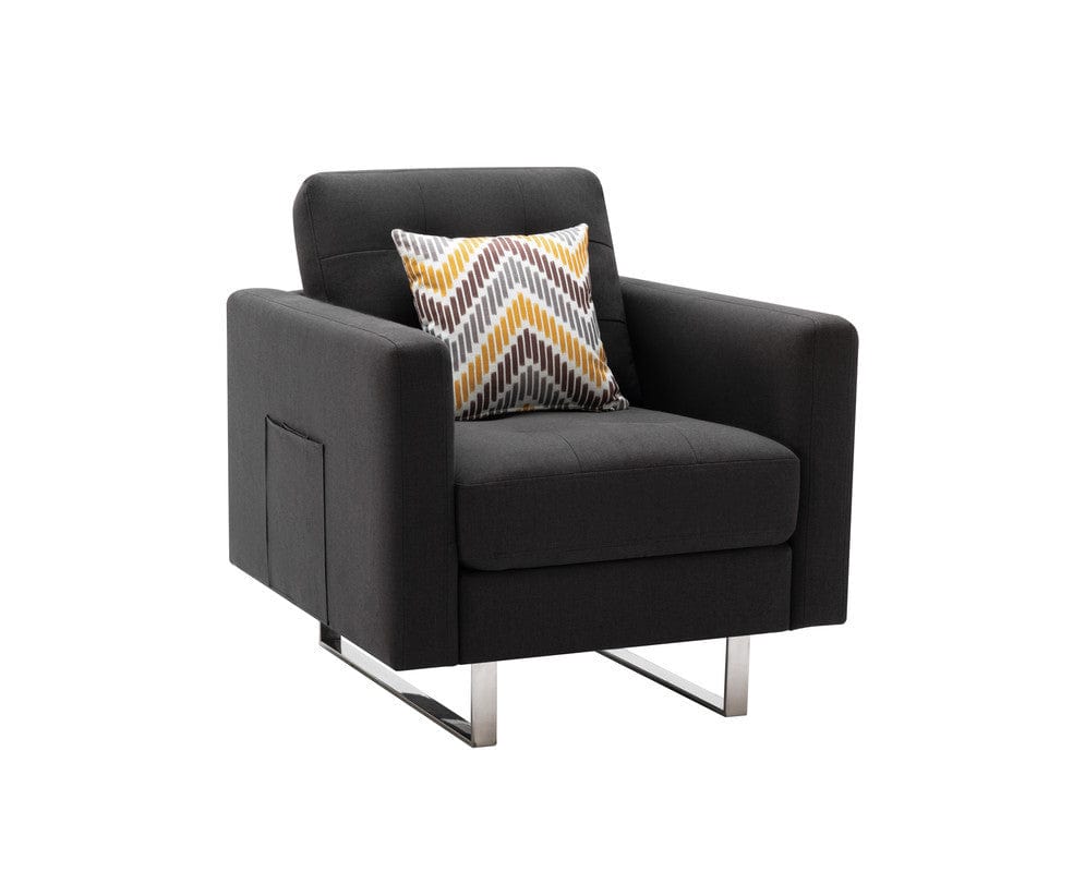 1st Choice Furniture Direct Loveseat 1st Choice Modern Loveseat Chair in Dark Gray Linen Fabric Finish