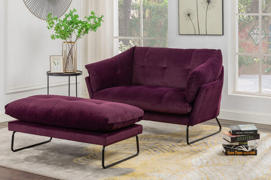 1st Choice Furniture Direct Loveseat and Ottoman 1st Choice Karla Contemporary Loveseat and Ottoman in Purple Velvet