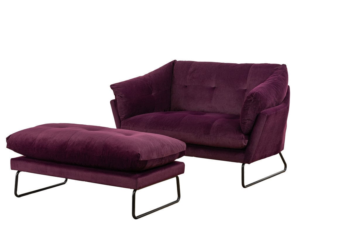 1st Choice Furniture Direct Loveseat and Ottoman 1st Choice Karla Contemporary Loveseat and Ottoman in Purple Velvet