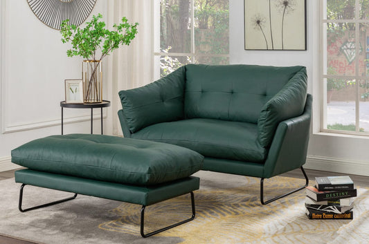 1st Choice Furniture Direct Loveseat and Ottoman 1st Choice Stylish Karla Green Vegan Leather Loveseat and Ottoman