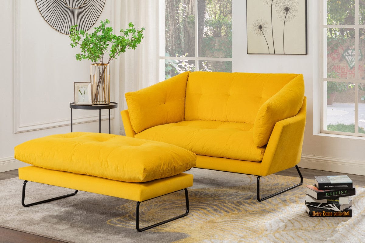 1st Choice Furniture Direct Loveseat and Ottoman 1st Choice Yellow Velvet Contemporary Loveseat and Ottoman