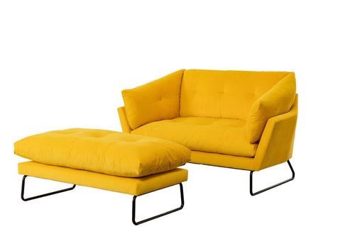 1st Choice Furniture Direct Loveseat and Ottoman 1st Choice Yellow Velvet Contemporary Loveseat and Ottoman