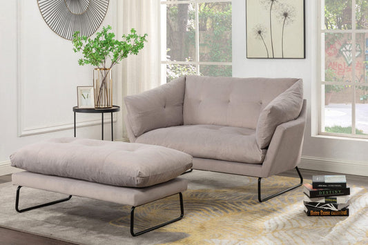 1st Choice Furniture Direct Loveseat and Ottoman Karla Gray Velvet Contemporary Loveseat and Ottoman