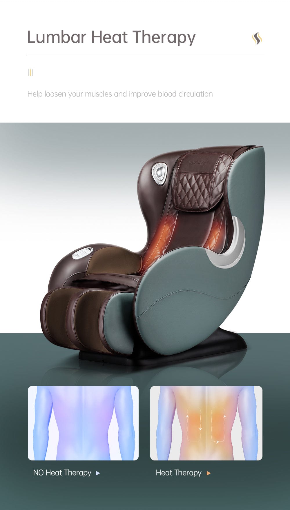 1st Choice Furniture Direct massage chair 1st Choice Green Massage Chair with SL Track & Bluetooth Speaker