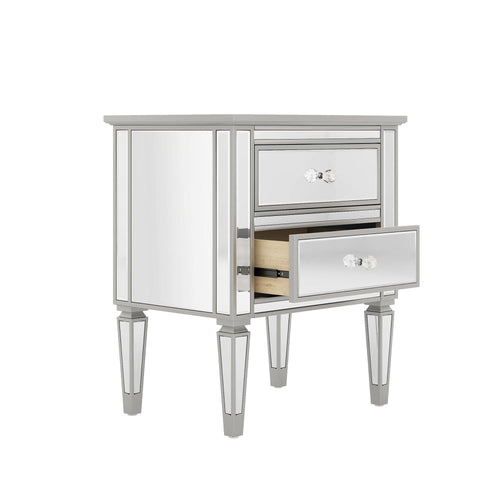 1st Choice Furniture Direct Nighstand 1st Choice Modern Mirrored Bedside Table with 2 Drawers