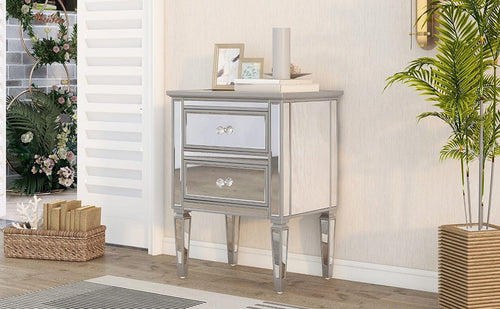 1st Choice Furniture Direct Nighstand 1st Choice Modern Mirrored Bedside Table with 2 Drawers