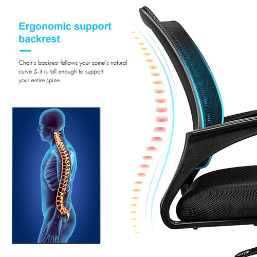 1st Choice Furniture Direct Office Chair 1st Choice Black Ergonomic Mesh Computer Chair with Wheels and Arms